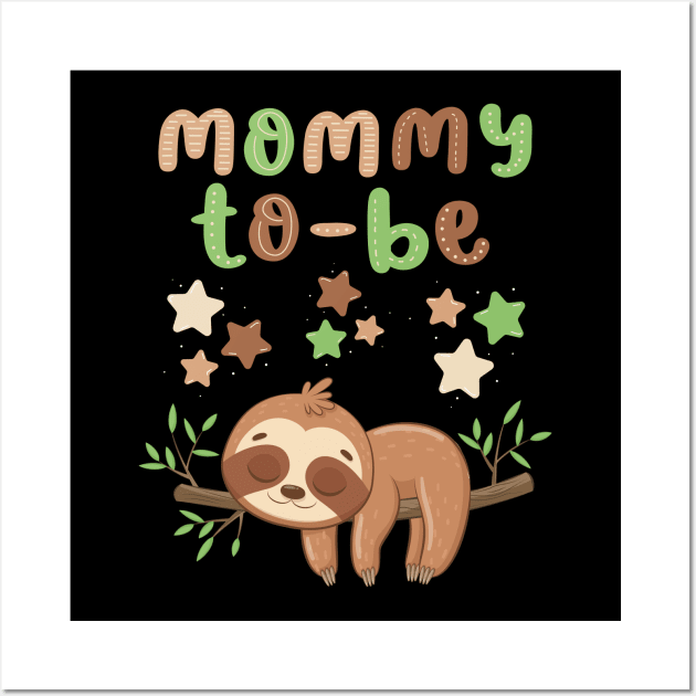 Mommy to be Baby shower Hello little One Sweet little sleeping sloth cute baby outfit Wall Art by BoogieCreates